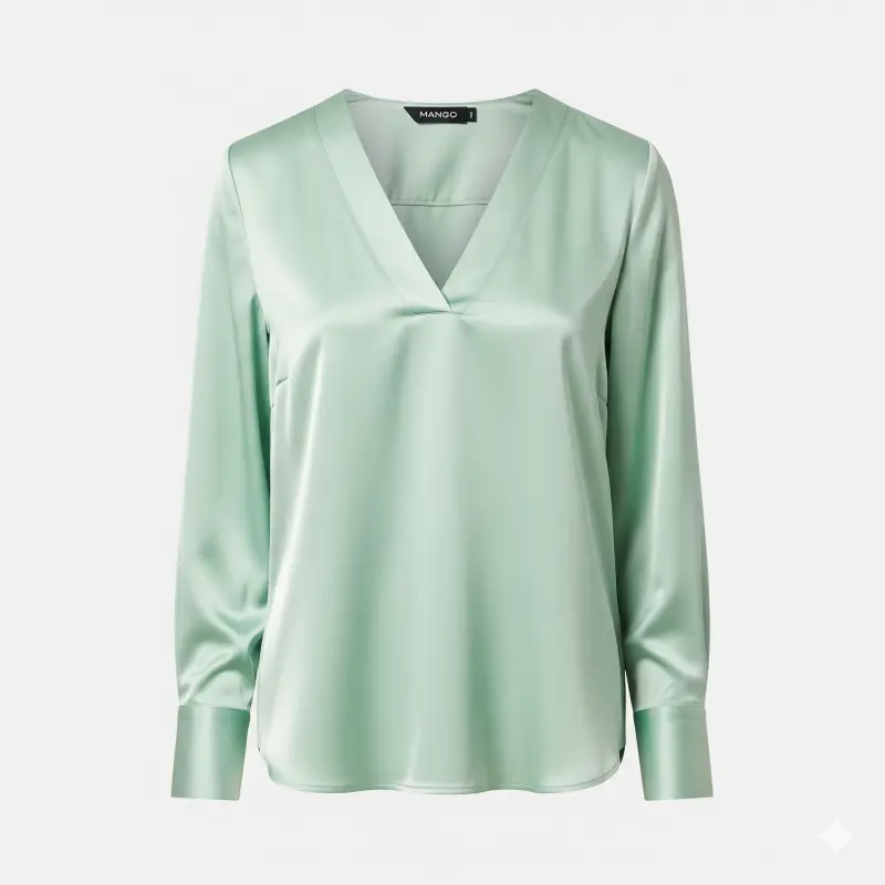 Mango Satin V-Neck Blouse